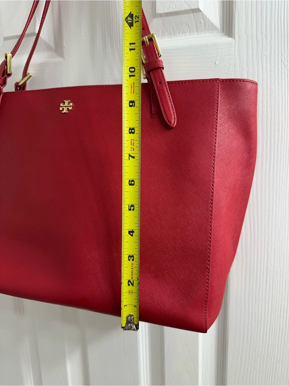 Tory Burch Cherry Red Saffiano Leather Tote